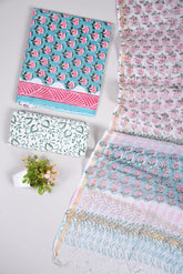 Premium Sanganeri Printed Cotton Suit With Kota Doria Duppta(BFCOTKD03)